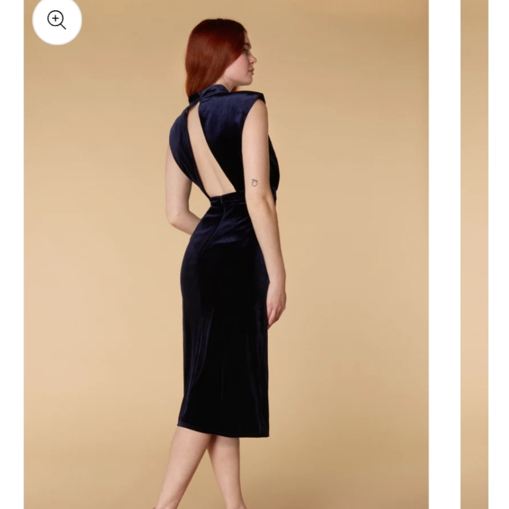 JARLO Paulita Velvet Midi Dress with Open Back Detail SIZE 6